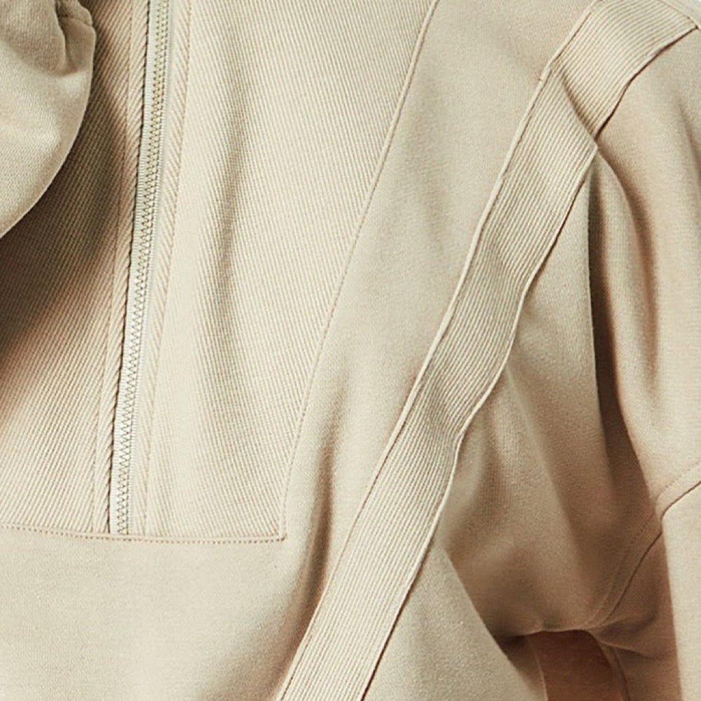 Cropped Half-Zip Sweatshirt with Stand Collar - detail
