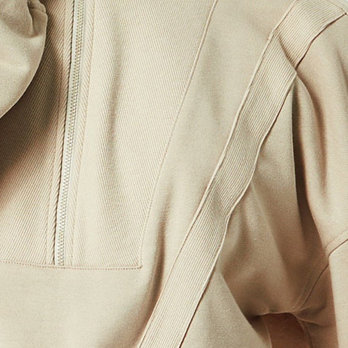 Cropped Half-Zip Sweatshirt with Stand Collar - detail