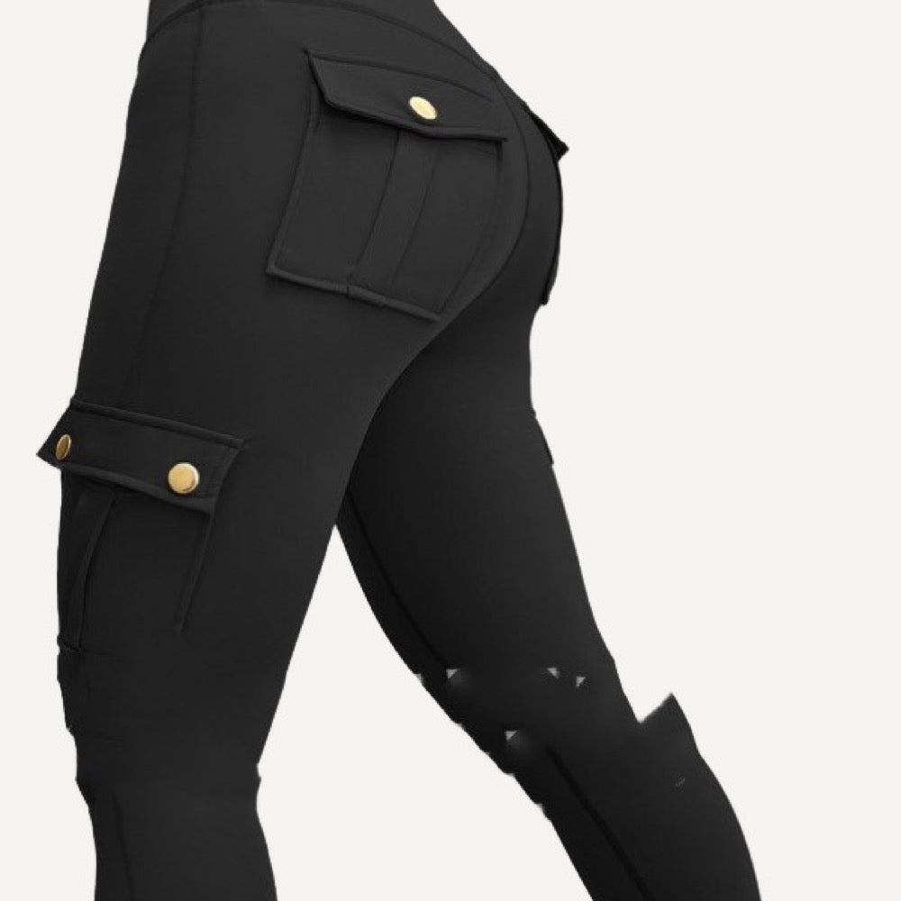 High-Waisted Cargo Leggings with Flap Pockets - detail