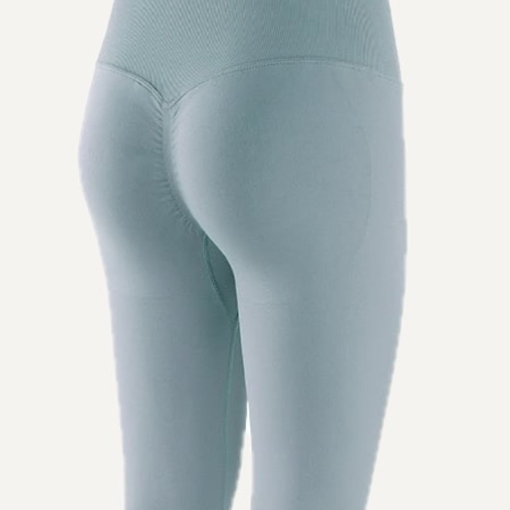 High-Waisted Leggings with Textured Knit Panels - detail
