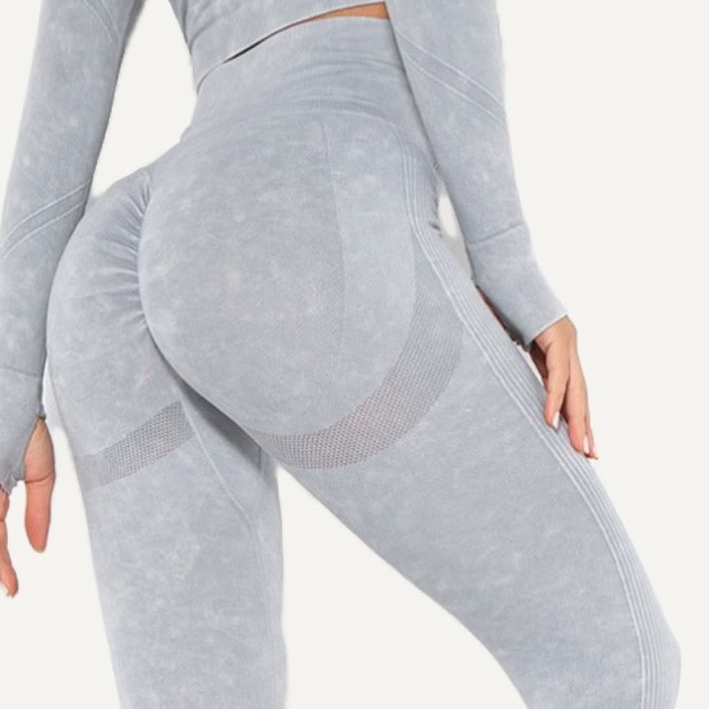 High-Waisted Mottled Knit Leggings - detail