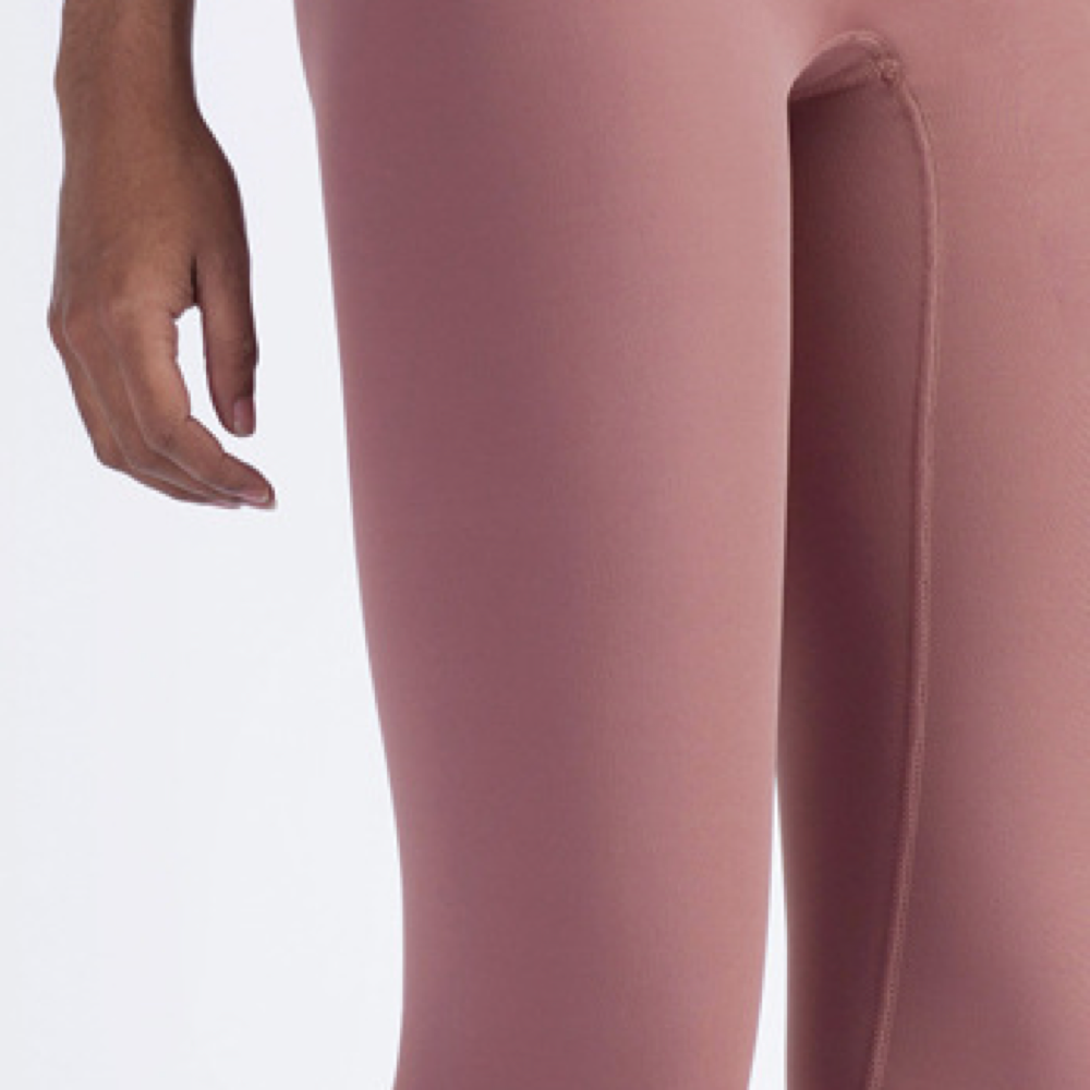 High-Waisted Ankle Leggings with Plain Finish - detail