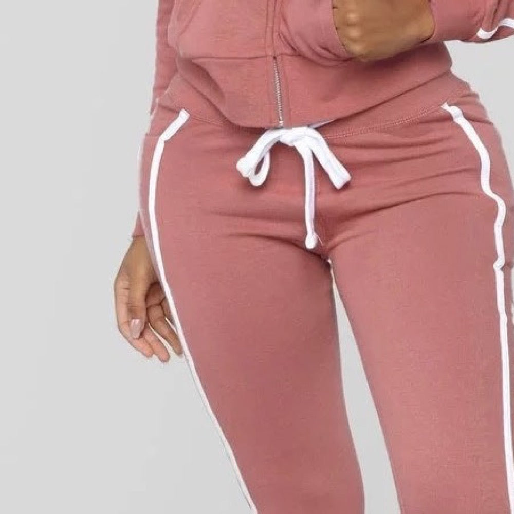 Letter-Print Zip Hoodie and Joggers Set - detail