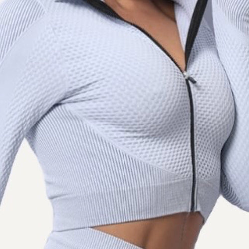 Cropped Zip-Up Jacket with Textured Panels - detail