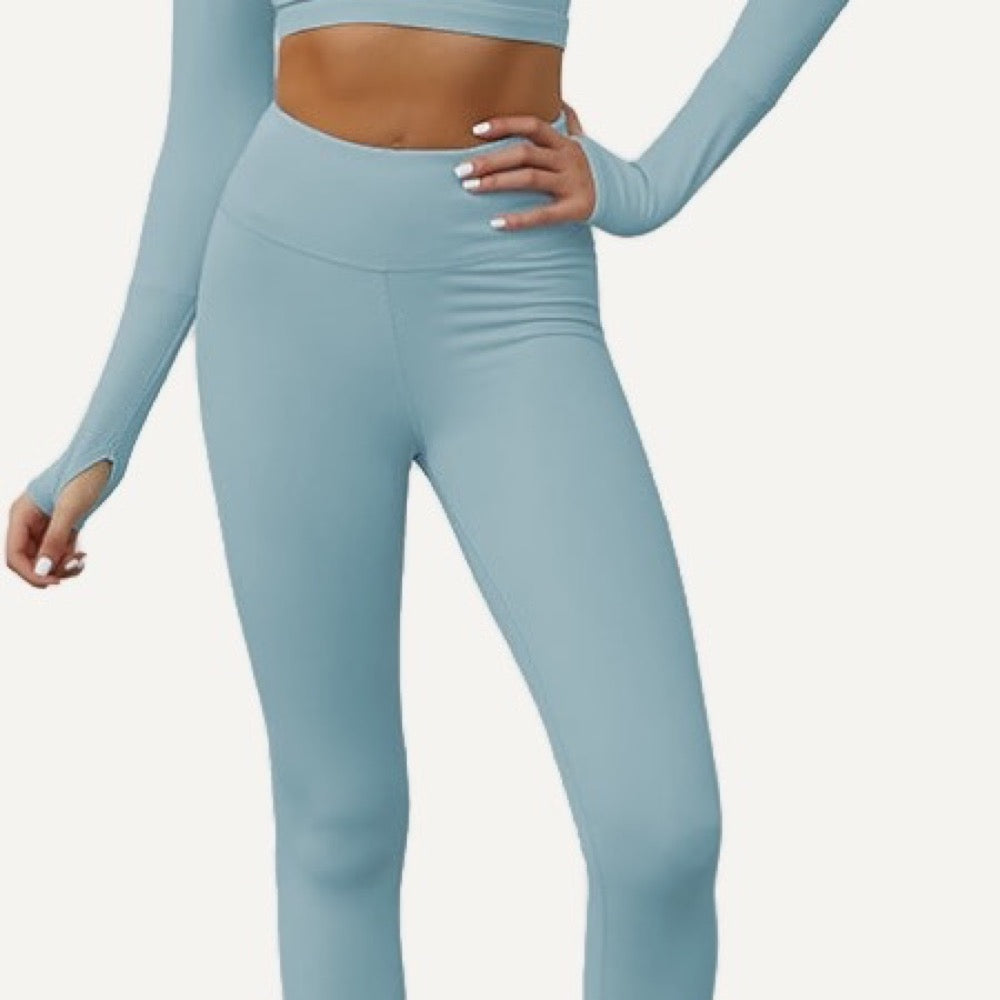 Keyhole Long Sleeve Crop Top and Leggings Set - detail