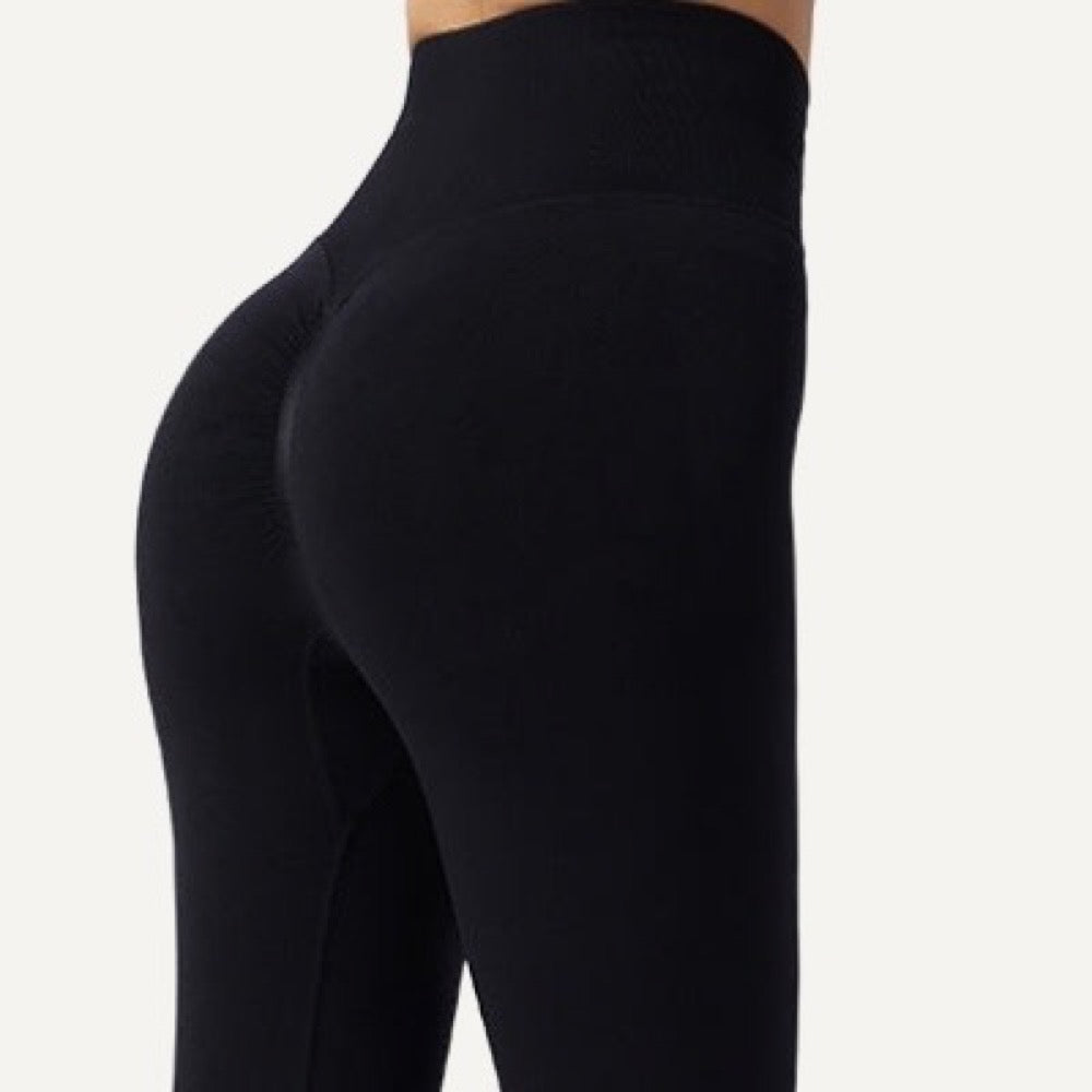 High-Waisted Workout Leggings with Ribbed Knit Panels - detail