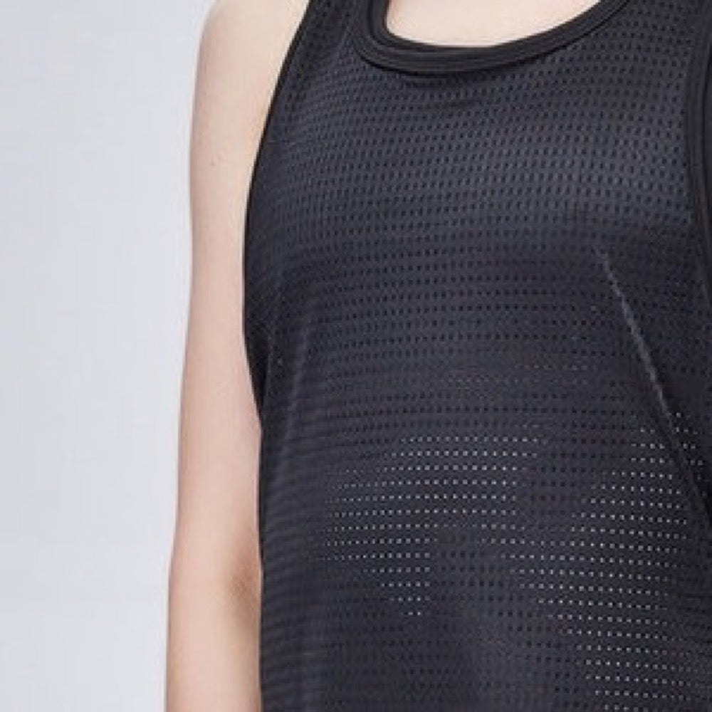 Layered Workout Tank with Split Back - detail