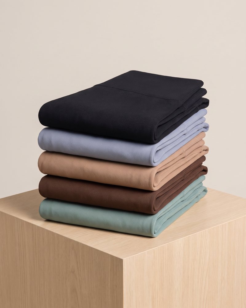 Leggings Five: five high-waisted leggings in black, gray, latte, chocolate and sage
